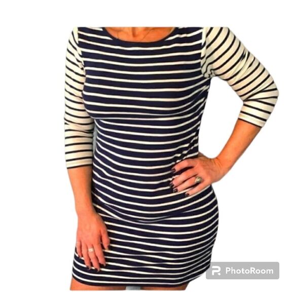 Old Navy three quarter sleeve stripe t shirt dress - Picture 1 of 9